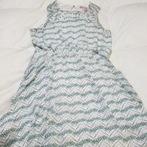 Teal, Pink, and White Dress